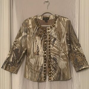 Ivy Chic Studded Contemporary Jacket 3/4 Sleeve size Medium EUC